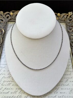 Sterling Silver Oxidized Rolo Chain Necklace - Silver 16”
